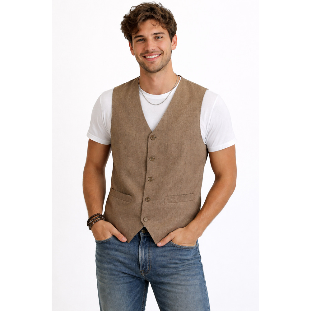 Vittorio St Angelo Size 42 Brown Suit Vest Waistcoat Formal
